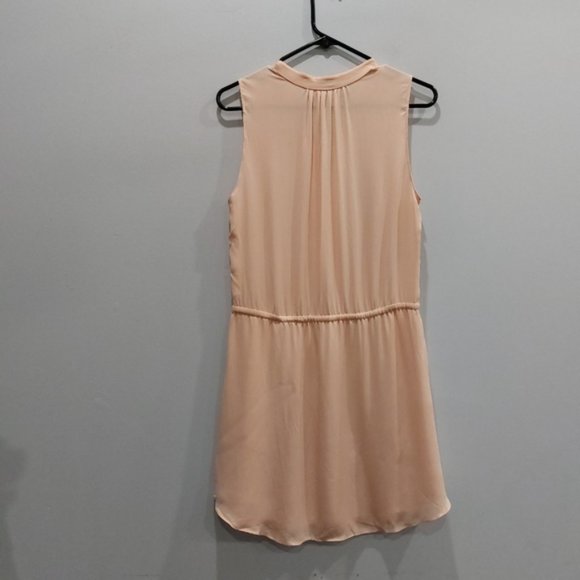 Aritzia Babaton Benedict Button Up Silk Shirt Dress Small Peachy Pink - Picture 5 of 7